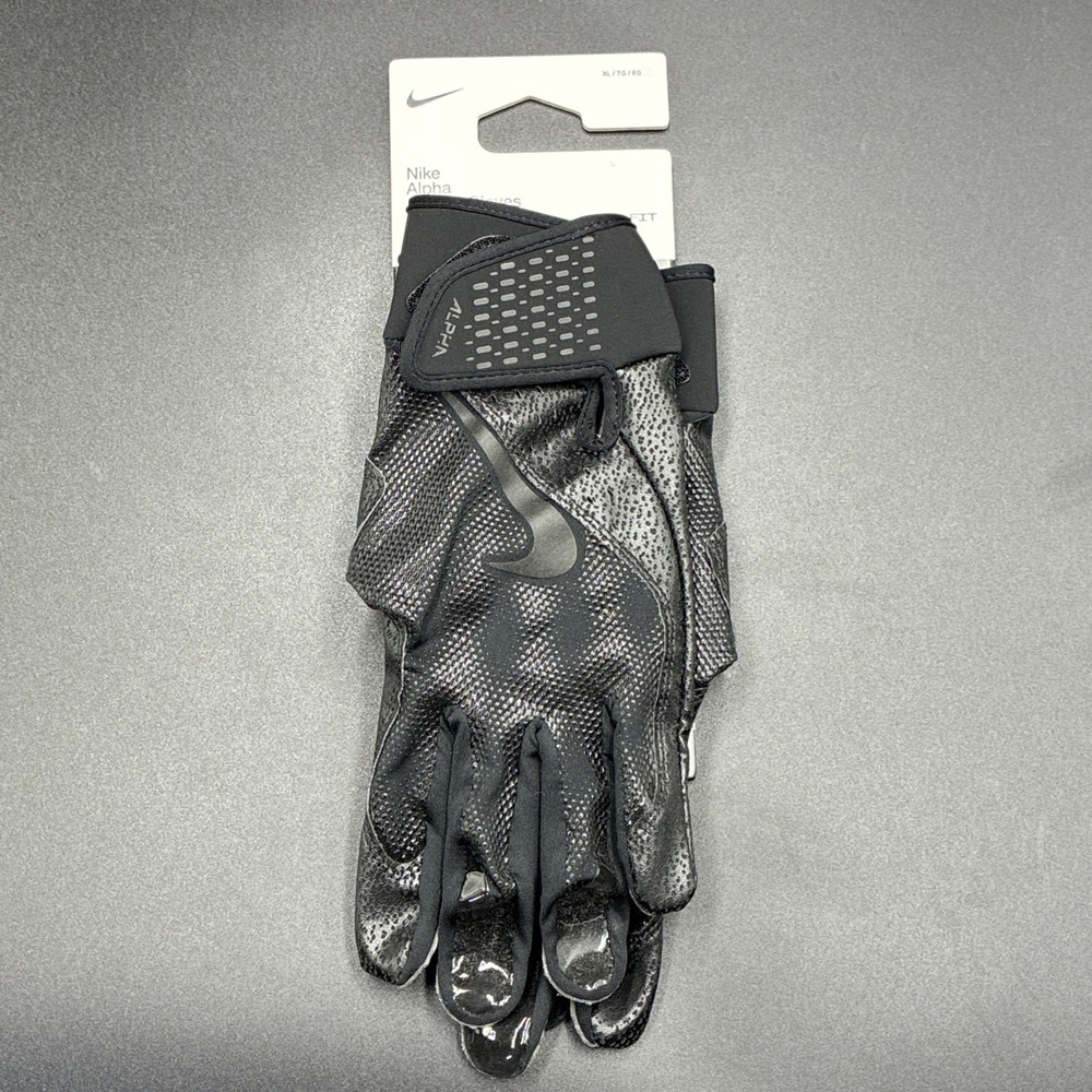 Nike Alpha Huarache Elite Black Batting Gloves Baseball Mens Sz XL NWT
